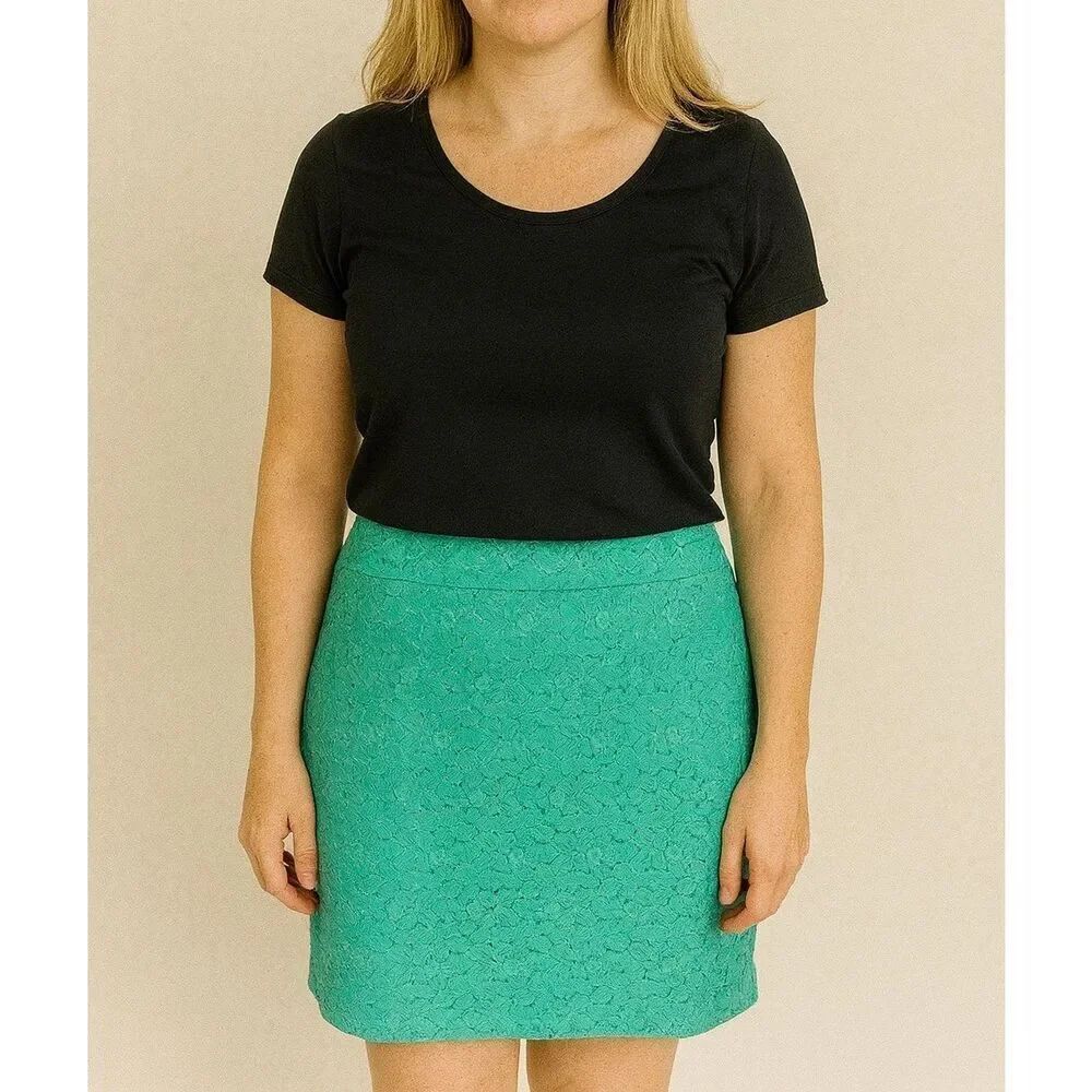 Loft green lace skirt size 6
